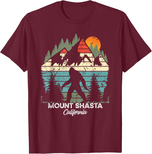 Vintage Mount Shasta California National Park Retro 80's T-Shirt - T-Shirt | Maroon