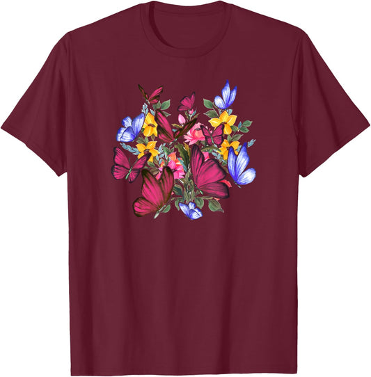 Colorful Cute Butterfly - Butterflies T-Shirt - T-Shirt | Maroon