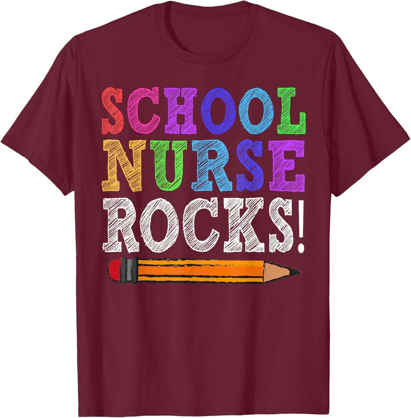 School Nurse Rocks Teacher Funny Back To School Women Girls Kids T-Shirt - T-Shirt | Maroon