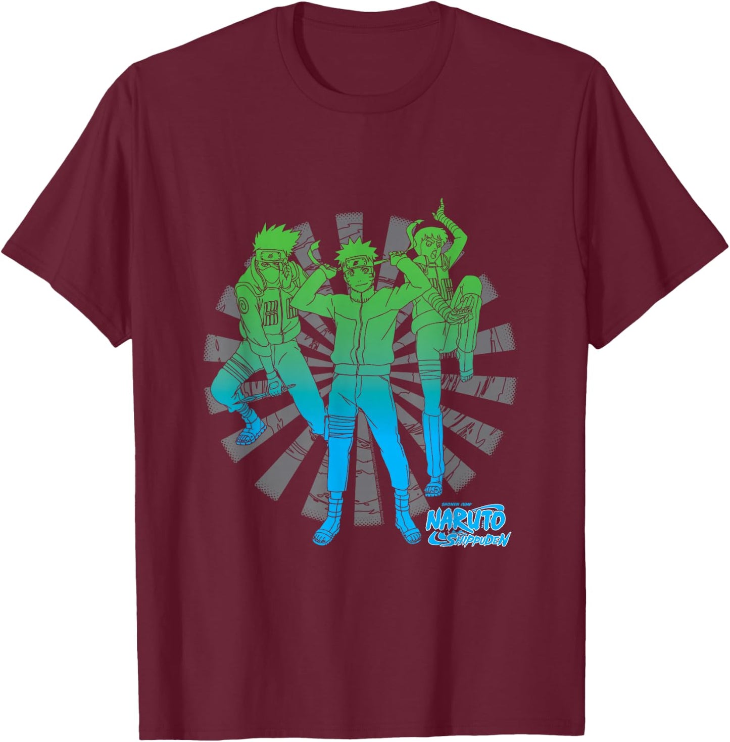 Naruto Shippuden Naruto Rock Lee Kakashi Anime T-Shirt - T-Shirt | Maroon