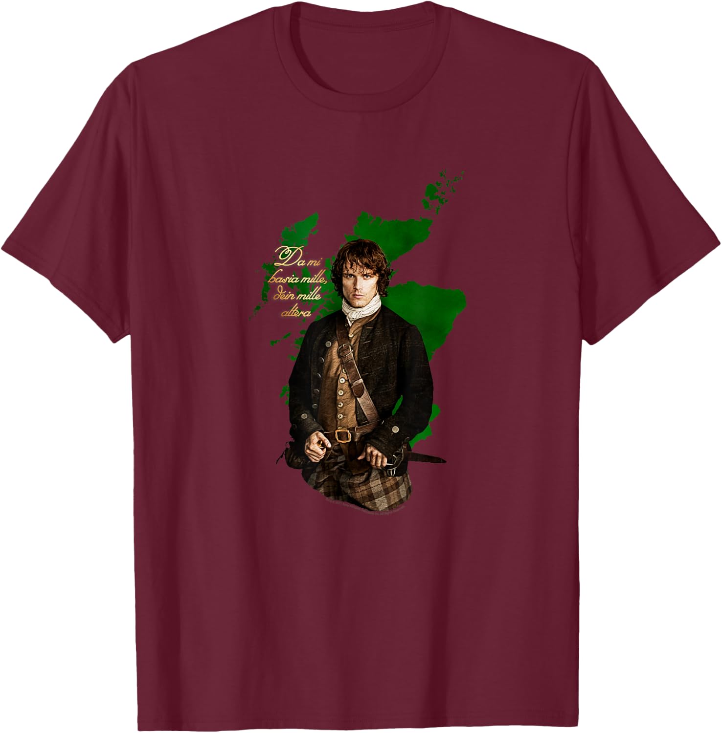 Outlander Jamie with Map T-Shirt - T-Shirt | Maroon
