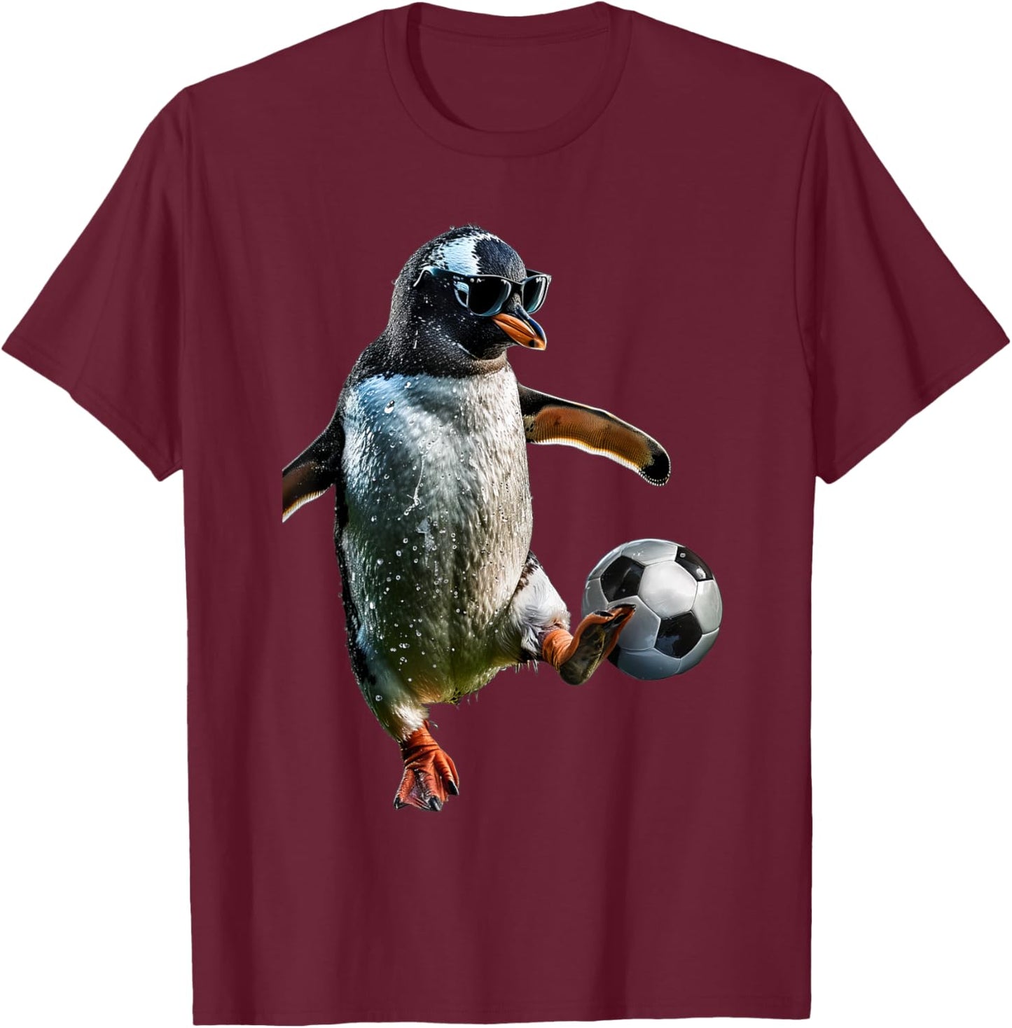 Penguin Soccer Football T-Shirt - T-Shirt | Maroon