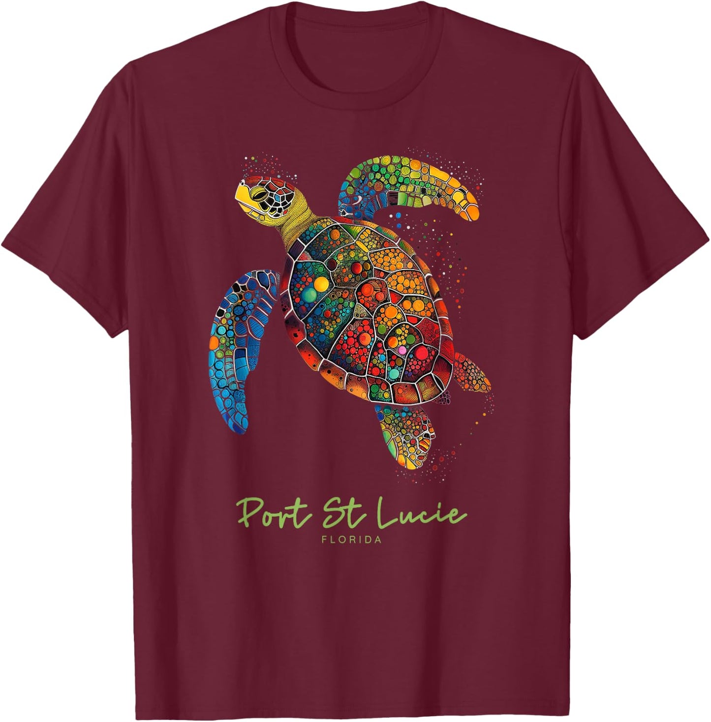 Port St Lucie Florida FL Beach Gift Sea Turtle T-Shirt - T-Shirt | Maroon