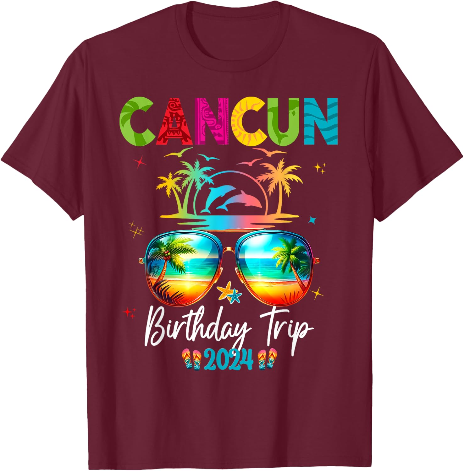 Mexico Cancun Vacation Group 2024 T-Shirt - T-Shirt | Maroon