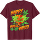 Happy Hallo-Weed Marijuana Pumpkin Smoking Joint Weed Pot T-Shirt - T-Shirt | Maroon