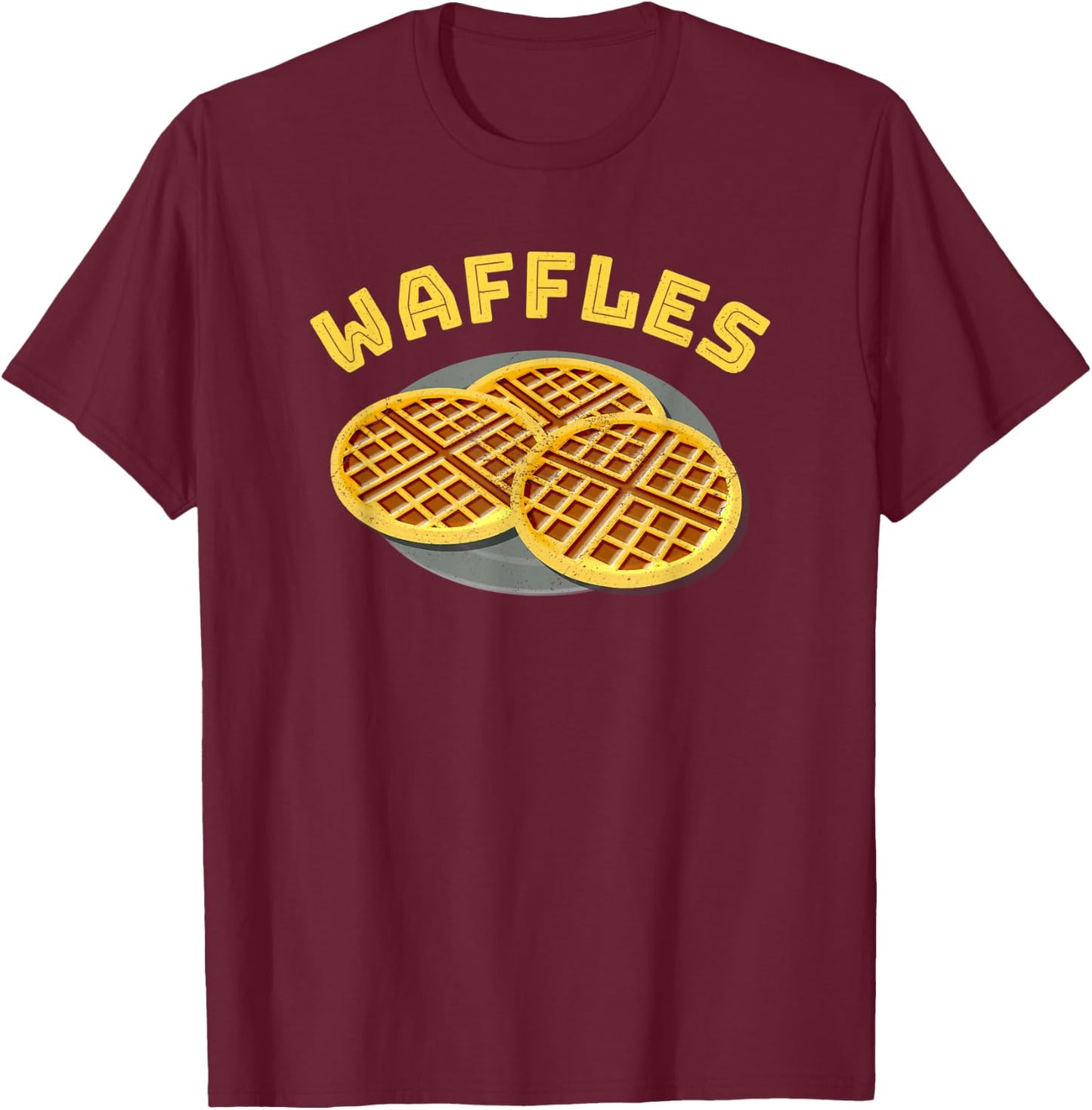Chicken Waffles Funny Halloween Couple Costume Waffles Half T-Shirt - T-Shirt | Maroon