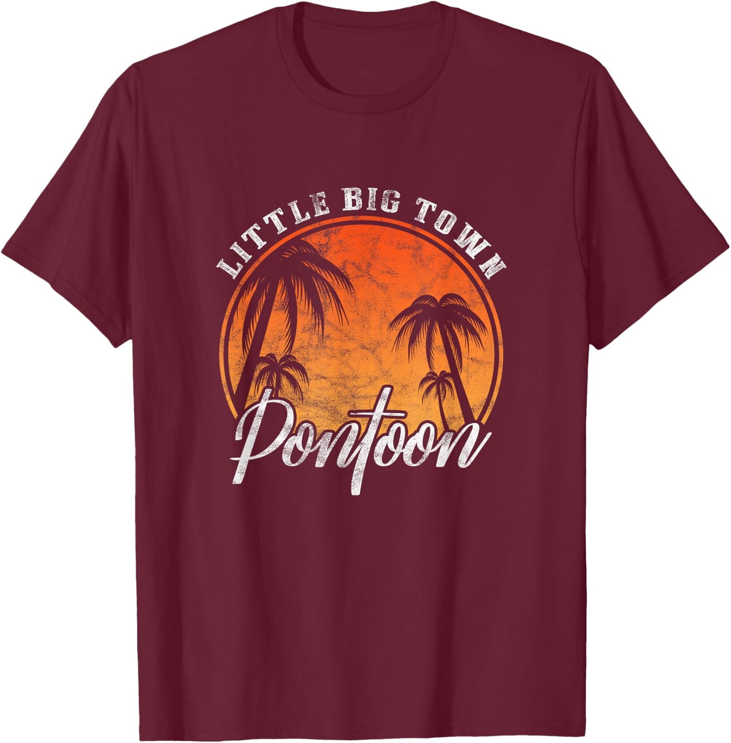 Little Big Town Pontoon Summer Vacation Vintage T-Shirt - T-Shirt | Maroon