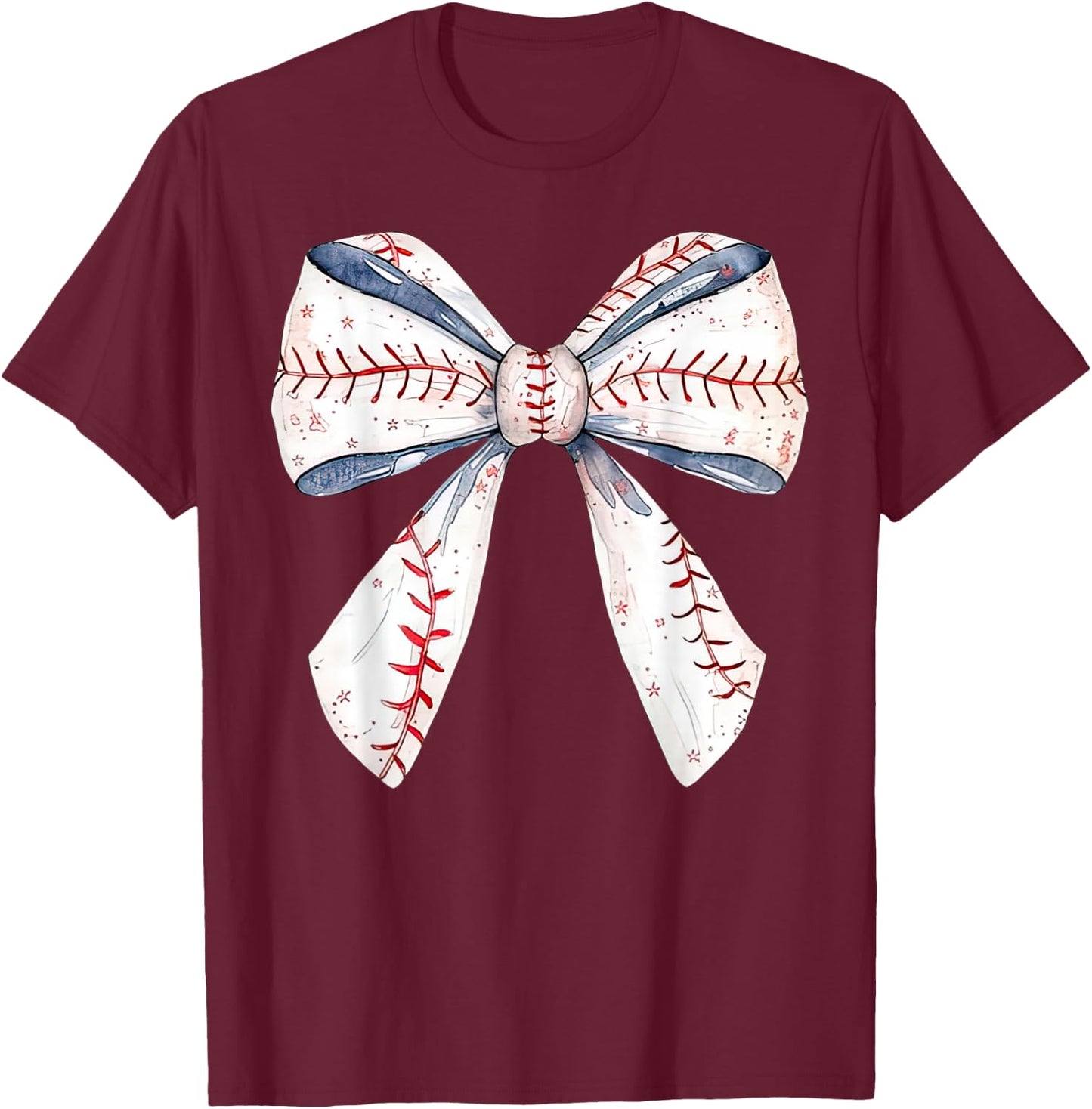 Baseball Mom Coquette Bow Mothers Day Baseball Mama T-Shirt - T-Shirt | Maroon