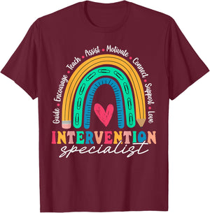 Intervention Specialist Appreciation Rainbow T-Shirt - T-Shirt | Maroon