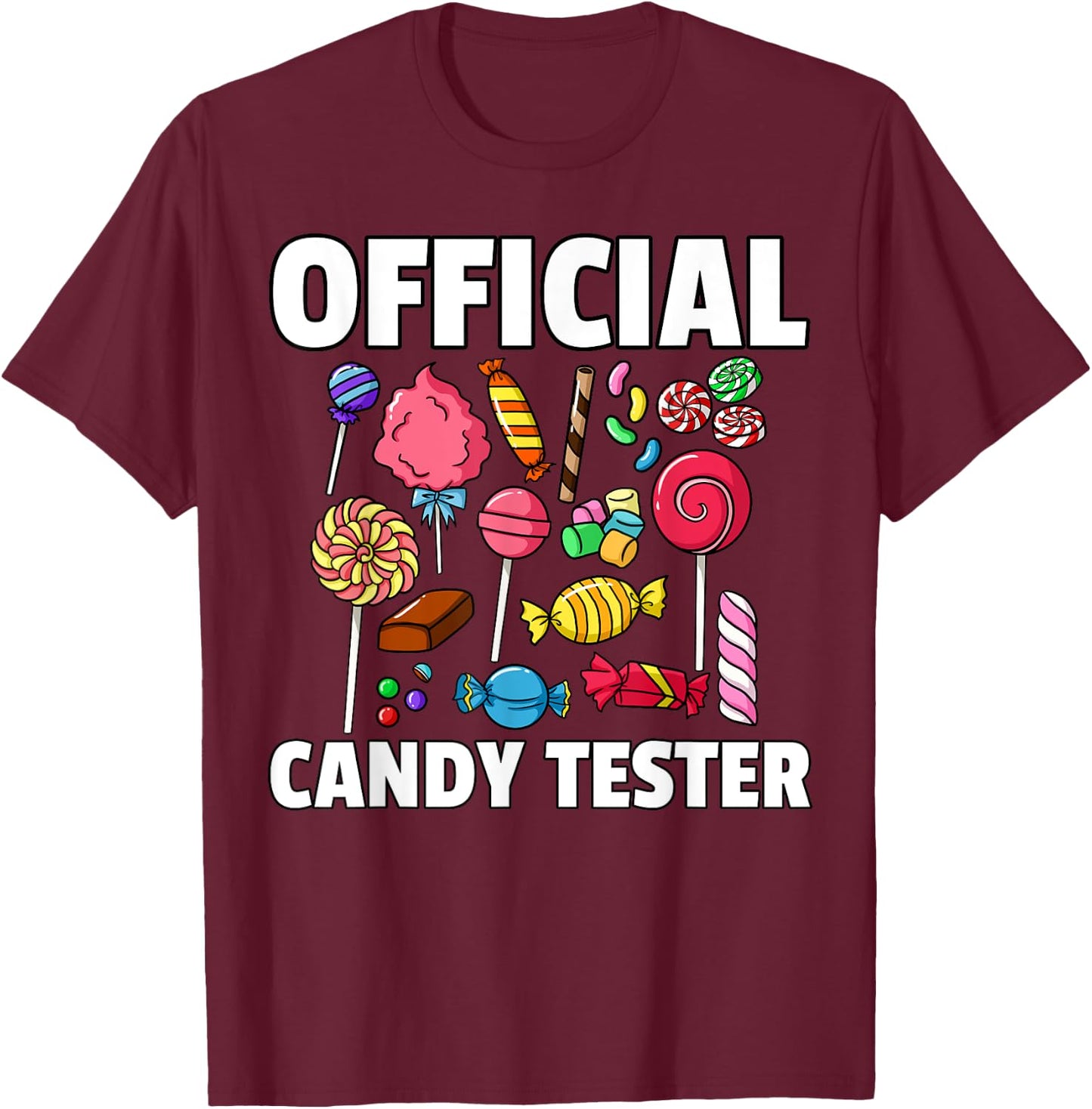 Candy Tester Lollipop Sweets Gift Halloween Kids T-Shirt - T-Shirt | Maroon