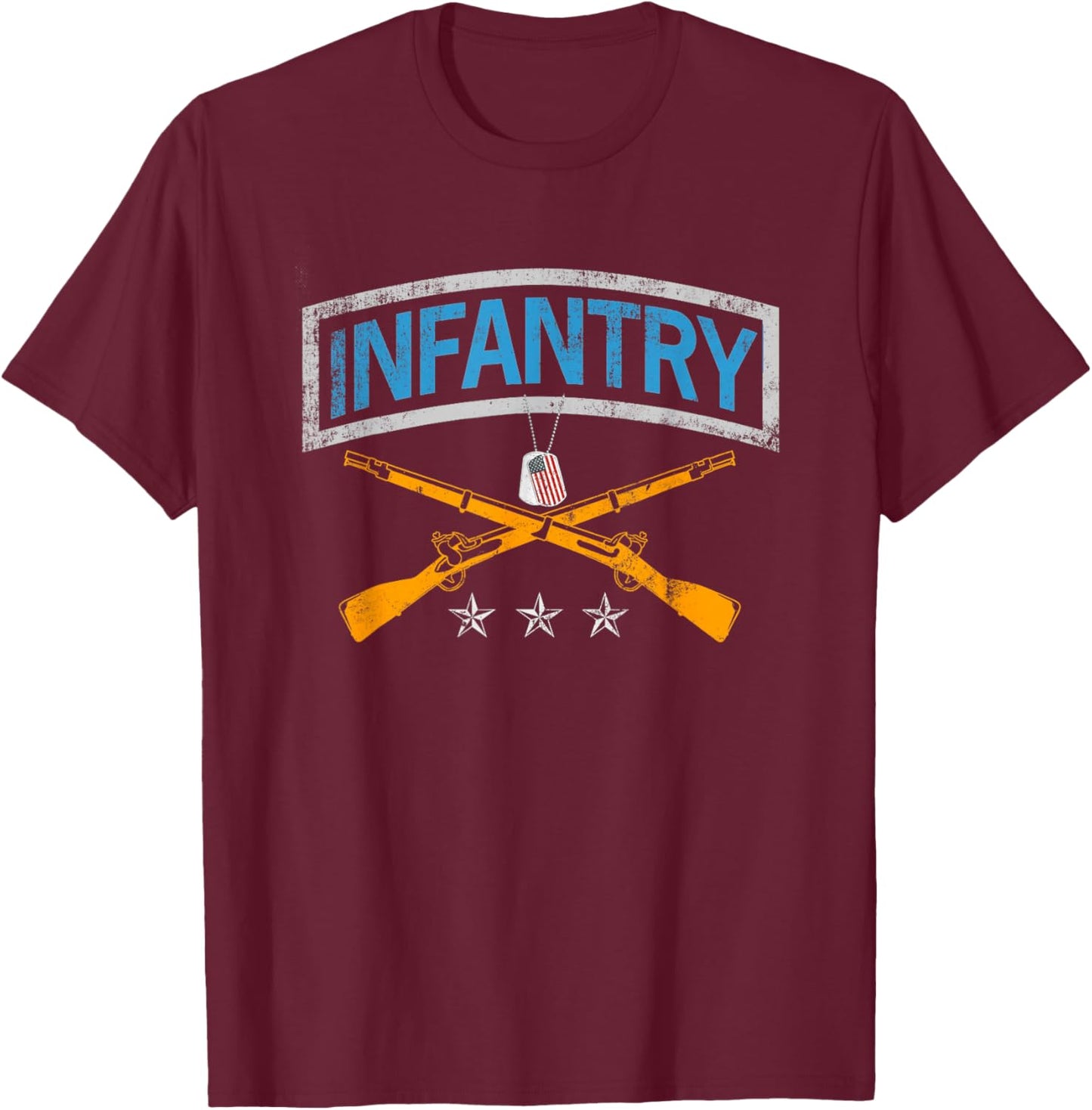 US Flag Infantry Veteran Fort Benning University Vintage Men T-Shirt - T-Shirt | Maroon