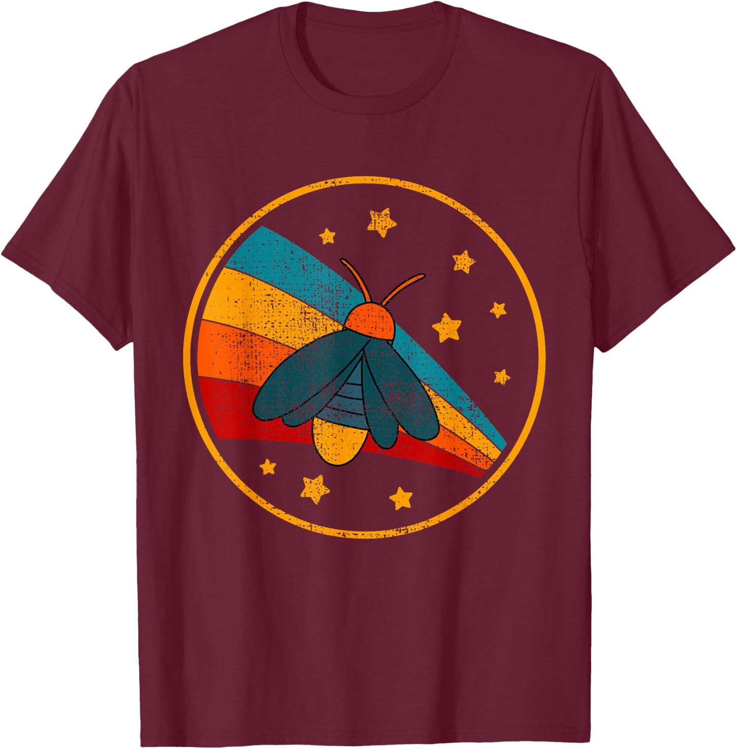 Vintage Fireflies Lightning Bugs Glow-Worm T-Shirt - T-Shirt | Maroon