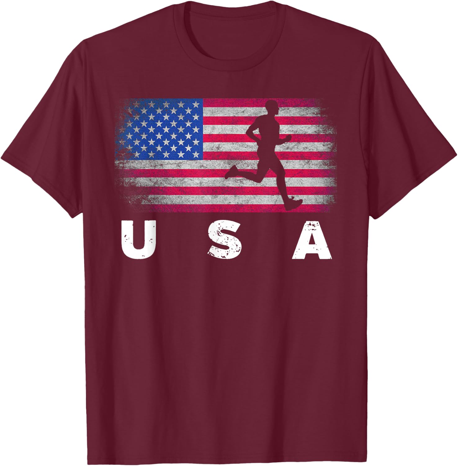American Flag Track & Field - Cute Field Running Gift Kids Men T-Shirt - T-Shirt | Maroon