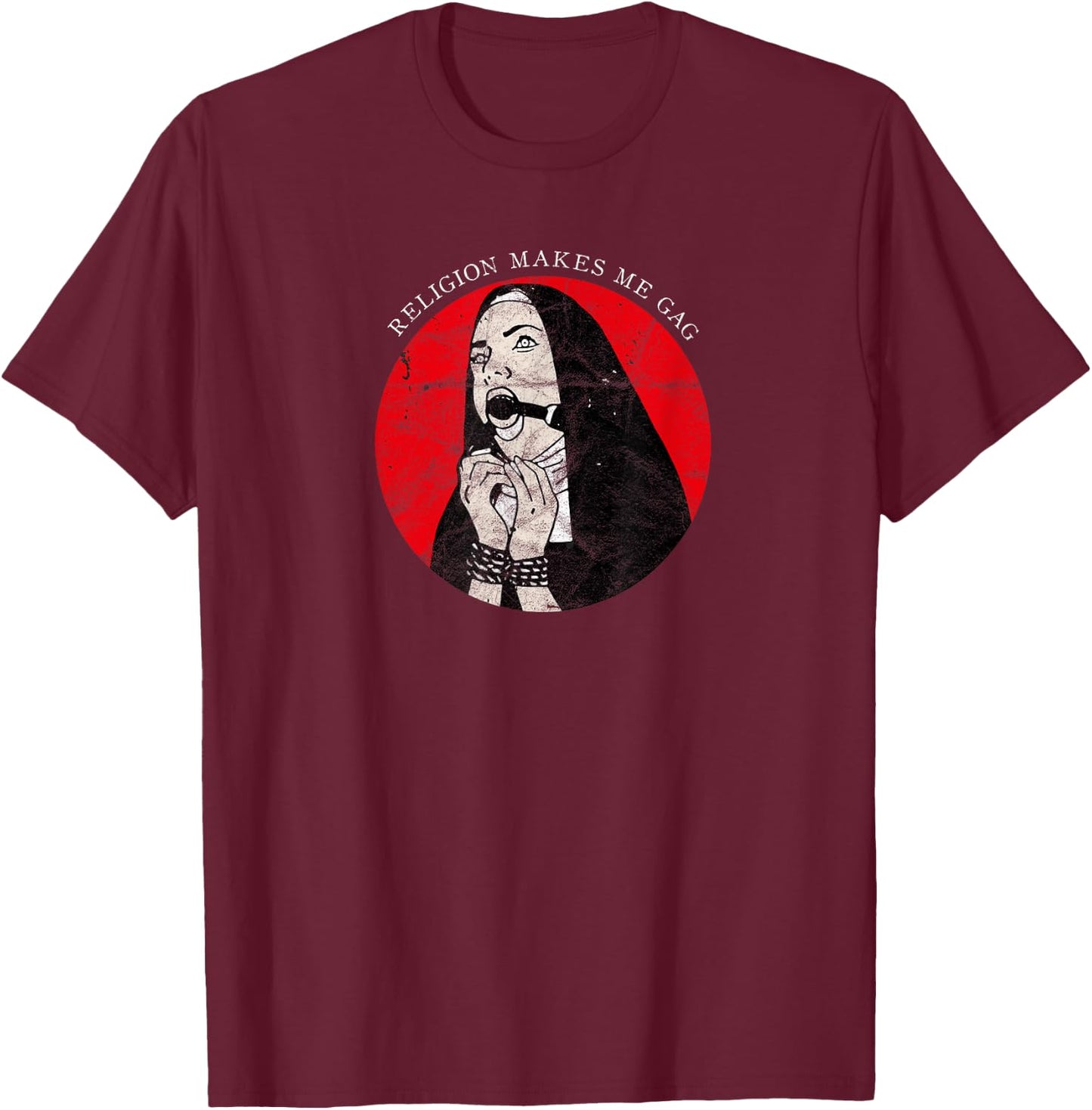Occult Gothic Grunge Antichrist Nun Satan Devil Black Witch T-Shirt - T-Shirt | Maroon