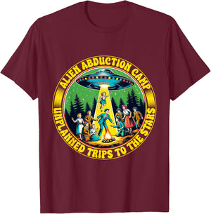 Alien Abduction Camp Shirt Vintage Retro UFO Funny Camper T-Shirt - T-Shirt | Maroon