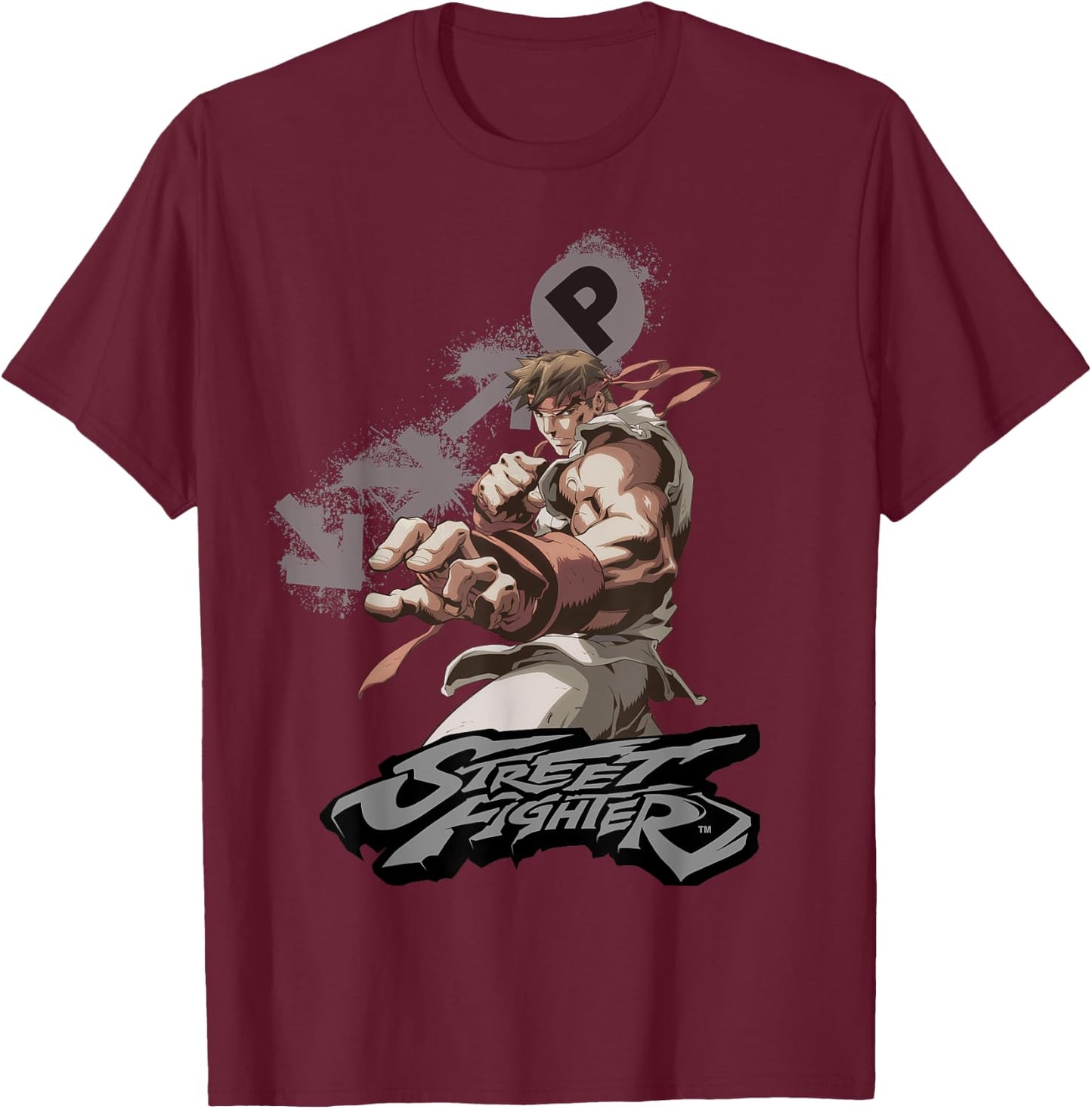 Street Fighter Ryu Portrait Fireball Epic Showdown Gamer T-Shirt - T-Shirt | Maroon