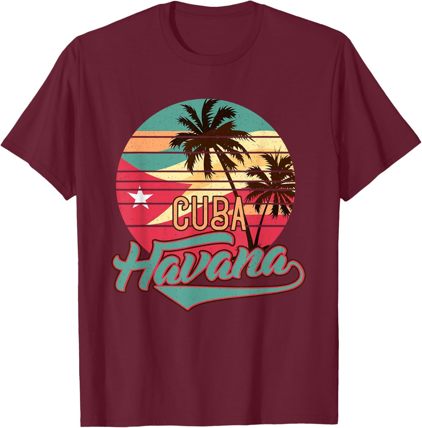 Retro Havana Cuba Vintage Caribbean Cuban Souvenir Small T-Shirt - T-Shirt | Maroon