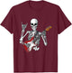 Rock On Skeleton Guitarist Funny Art Design T-Shirt - T-Shirt | Maroon