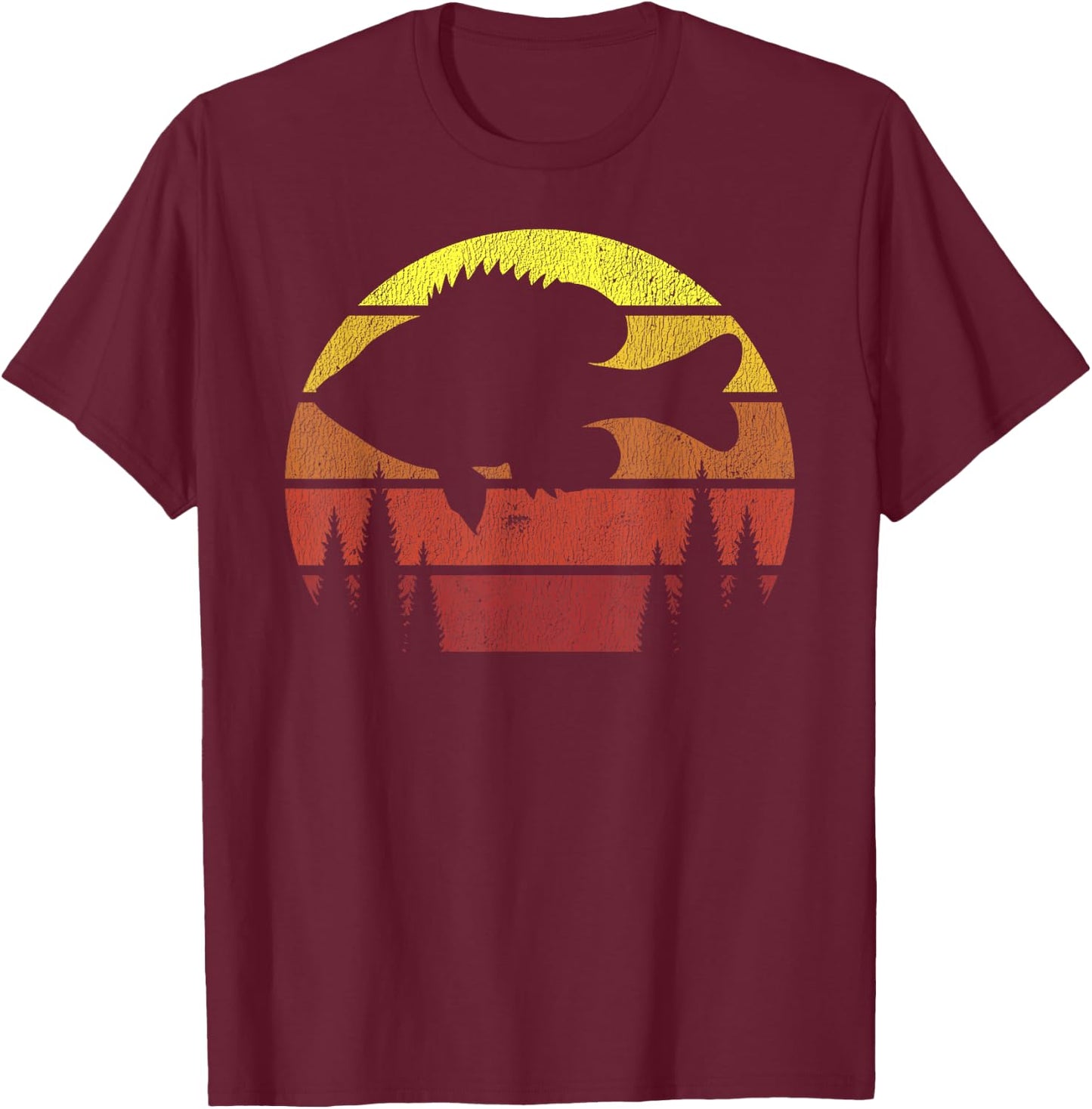 Northern Outdoors Bluegill Co. Men's Adult Retro Fishing Panfish - Black, Small T-Shirt - T-Shirt | Maroon