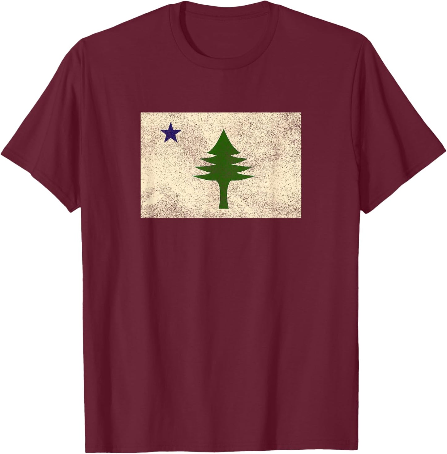 Old Maine State Flag Pine Tree 1901 Dirigo Vintage Retro T-Shirt - T-Shirt | Maroon