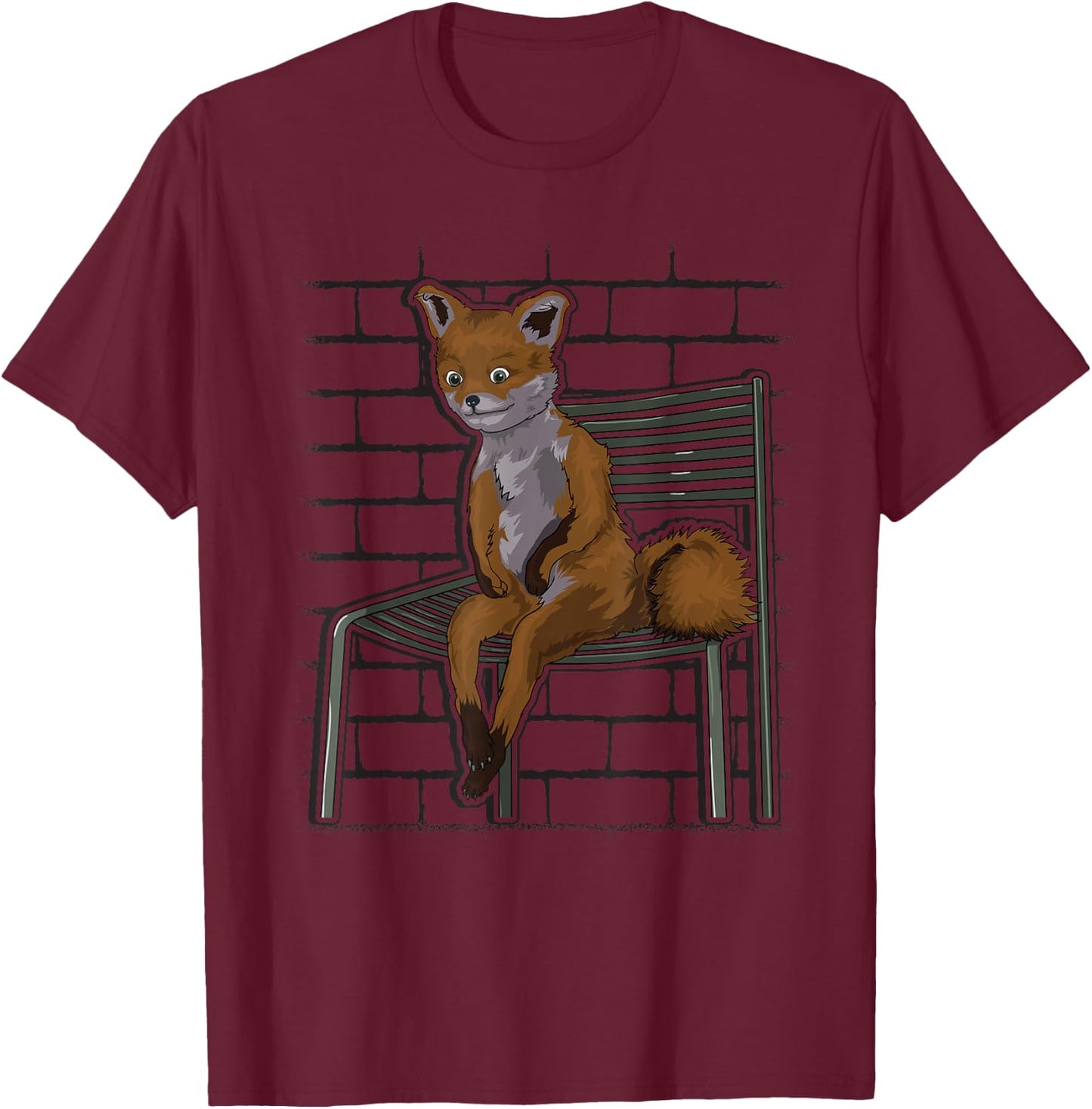 Awkward Sitting Fox Dank Meme T-Shirt - T-Shirt | Maroon