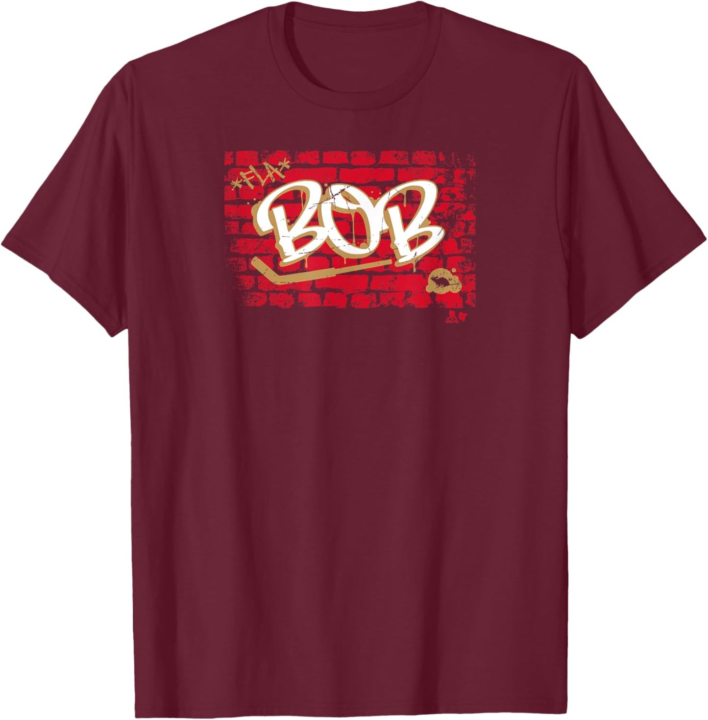 Sergei Bobrovsky: Brick Wall Bob - Florida Hockey - NHLPA T-Shirt - T-Shirt | Maroon