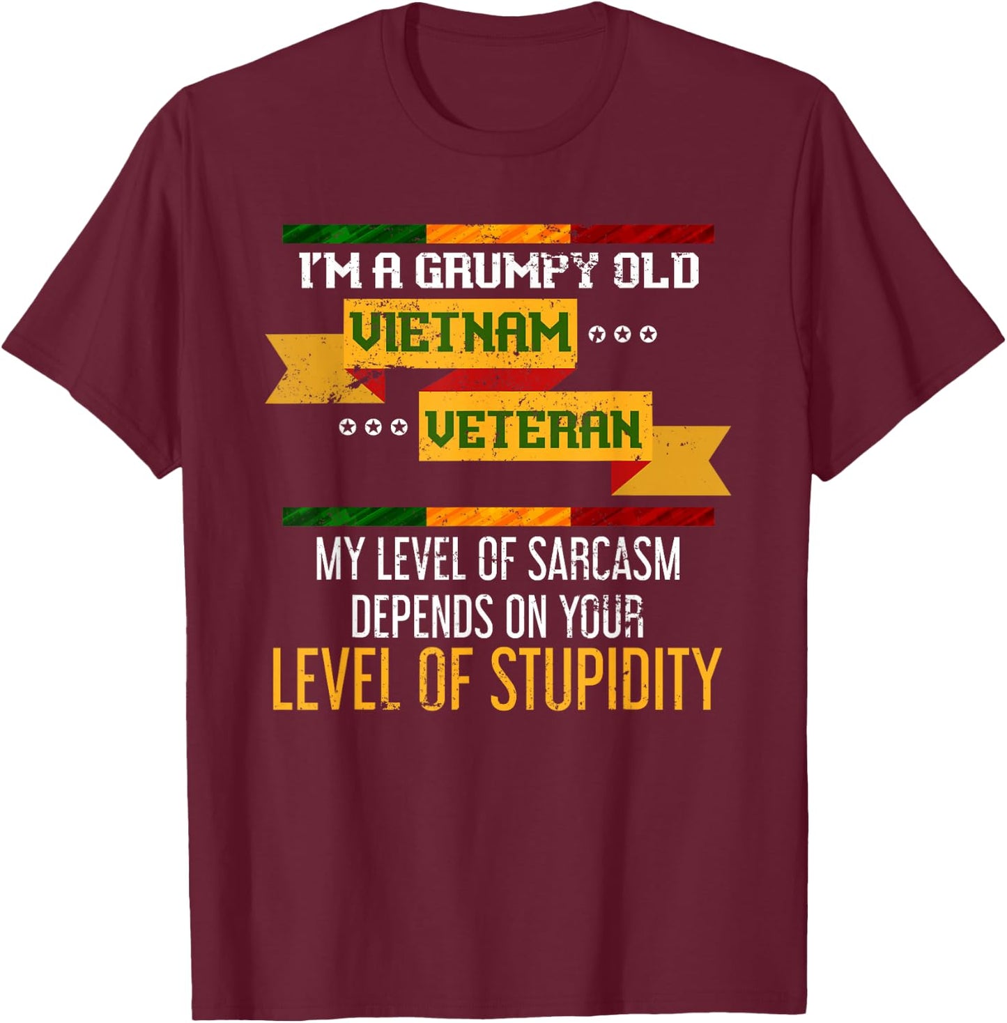 Funny Im A Grumpy Old Vietnam Veteran T-Shirt - T-Shirt | Maroon