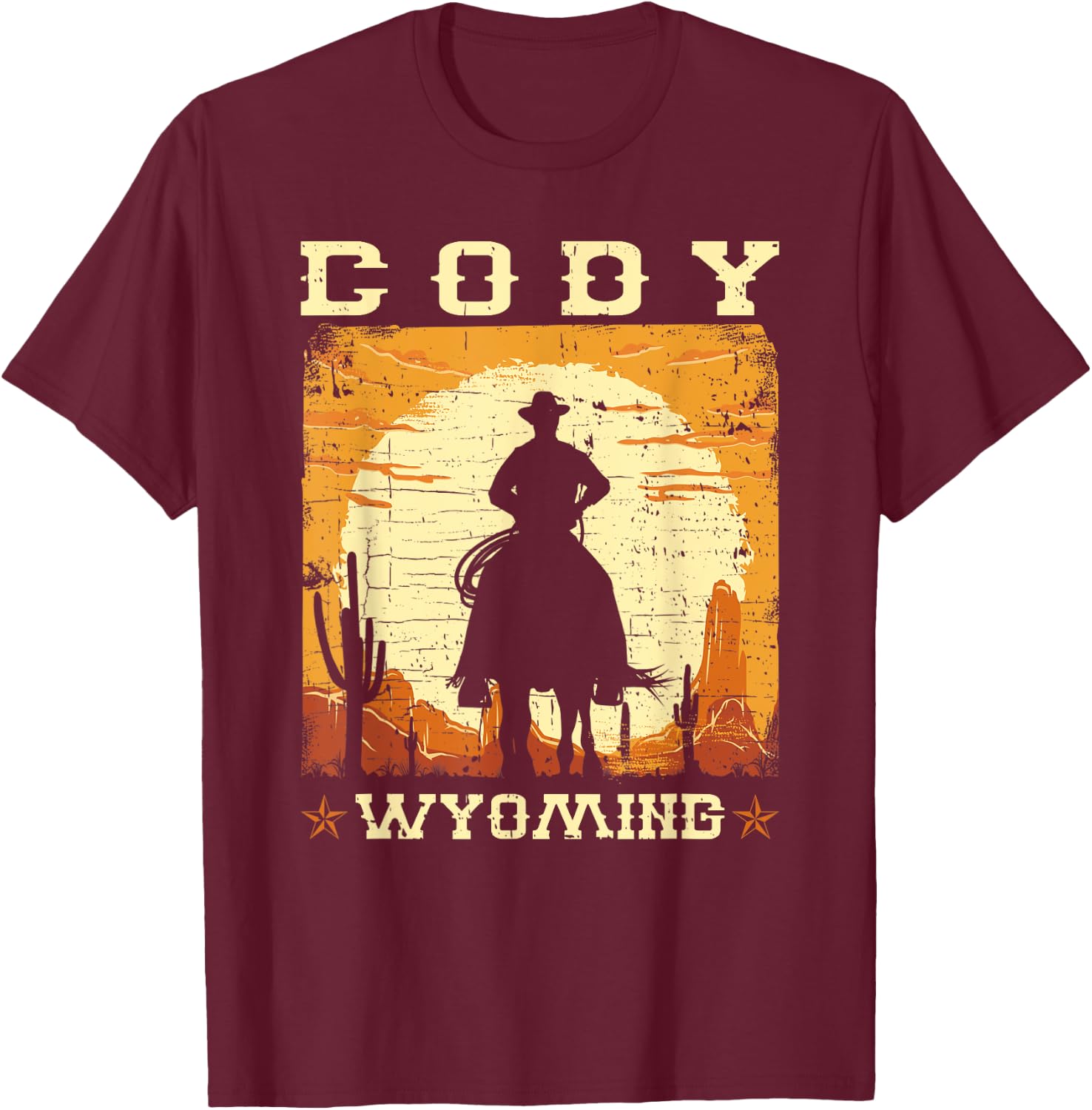 Cody Wyoming WY Western Country Cowboy T-Shirt - T-Shirt | Maroon