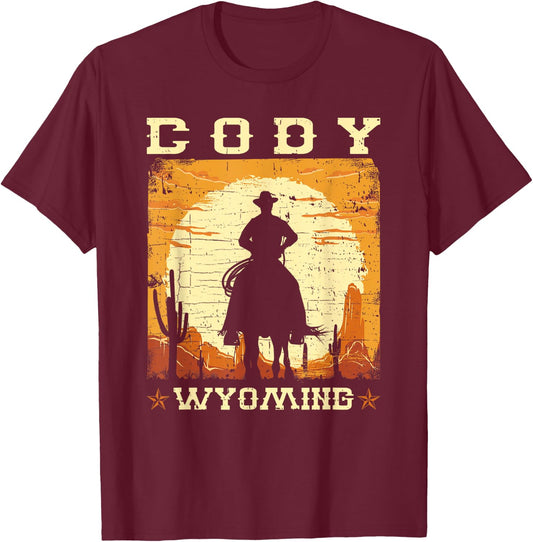 Cody Wyoming WY Western Country Cowboy T-Shirt - T-Shirt | Maroon