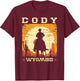 Cody Wyoming WY Western Country Cowboy T-Shirt - T-Shirt | Maroon