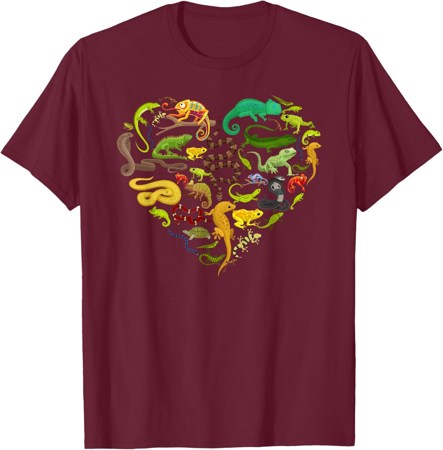 Reptile Heart Snake Lizard T-Shirt - T-Shirt | Maroon