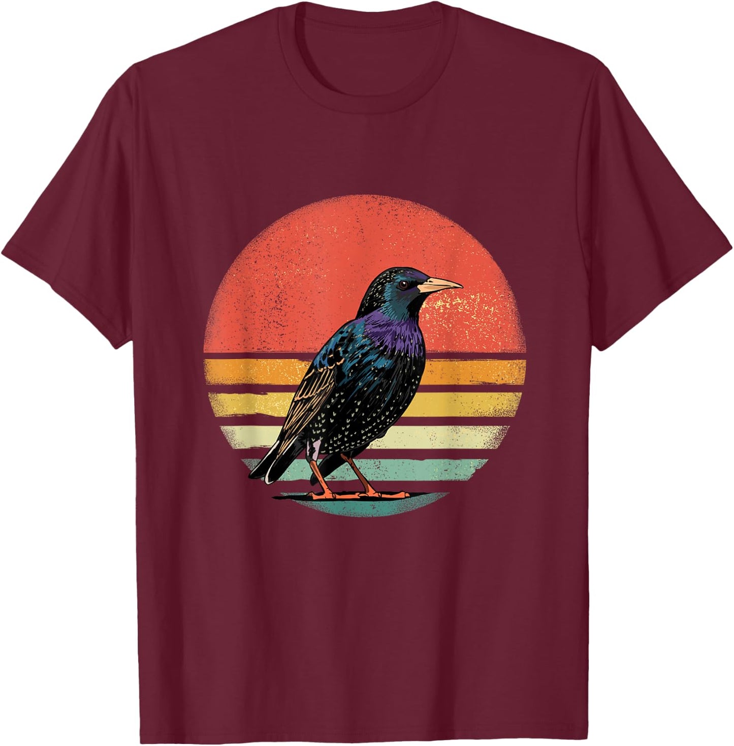 Retro Vintage Starling Nature Starling Bird Watcher T-Shirt - T-Shirt | Maroon