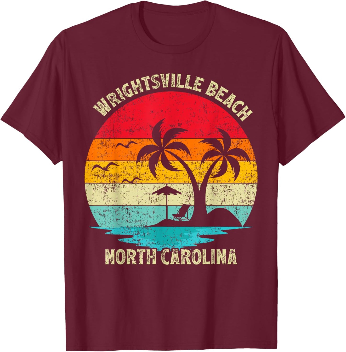 Vintage Summer Vacation North Carolina Wrightsville Beach Women Kids T-Shirt - T-Shirt | Maroon