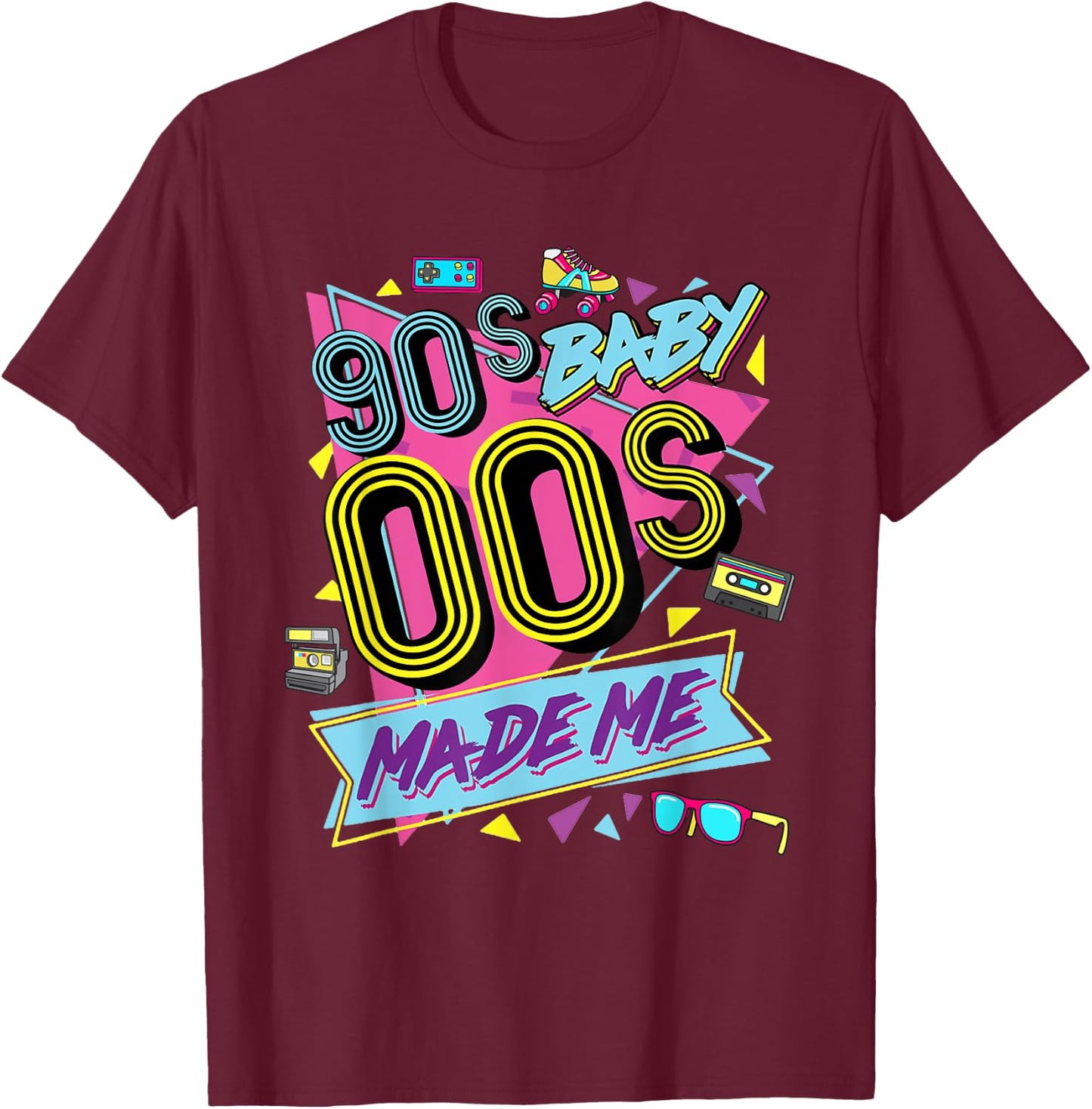 Retro Vintage 90's Baby 00's Made Me Nostalgia Classic T-Shirt - T-Shirt | Maroon