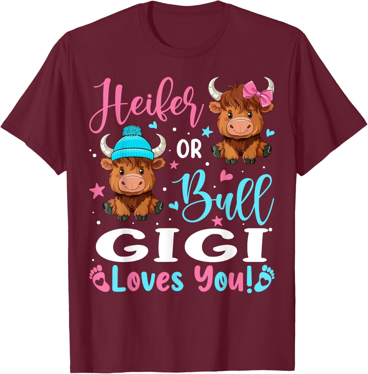 Bull or Heifer Gigi Loves You Highland Cow Lover T-Shirt - T-Shirt | Maroon