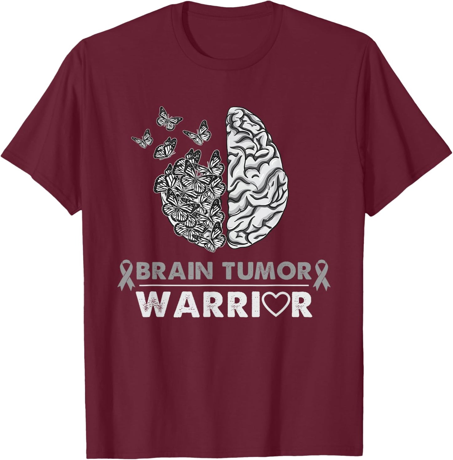 Brain Tumor Warrior Brain Tumor Awareness T-Shirt - T-Shirt | Maroon