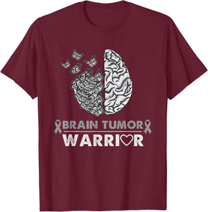Brain Tumor Warrior Brain Tumor Awareness T-Shirt - T-Shirt | Maroon
