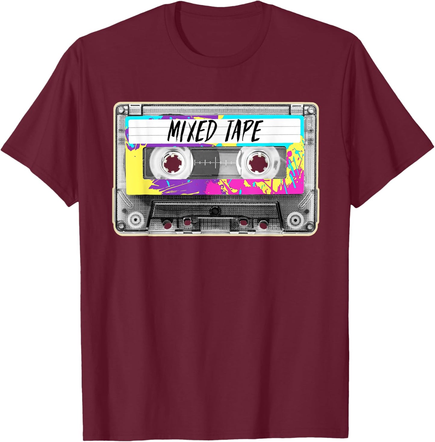 80s Paint Splash Cassette Tape Vintage Mixtape T-Shirt - T-Shirt | Maroon