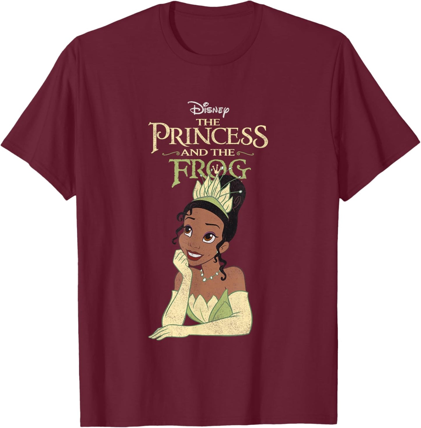 Disney The Princess and The Frog Iconic Tiana Chest Poster T-Shirt - T-Shirt | Maroon