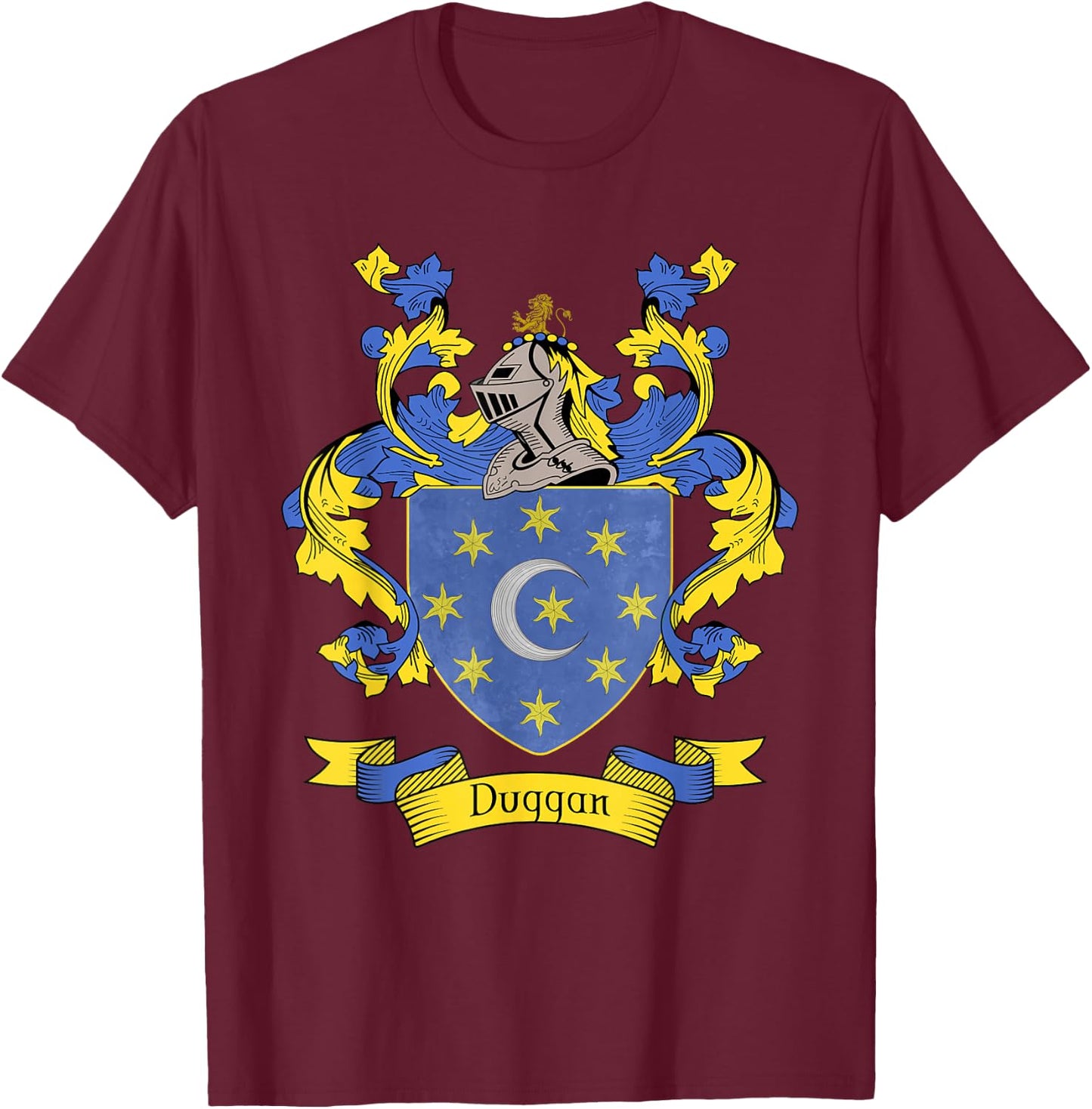 Duggan Coat of Arms | Duggan Surname Family Crest T-Shirt - T-Shirt | Maroon
