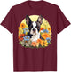 Cute Boston Terrier Spring Flower Garden Colorful Puppy Dog T-Shirt - T-Shirt | Maroon