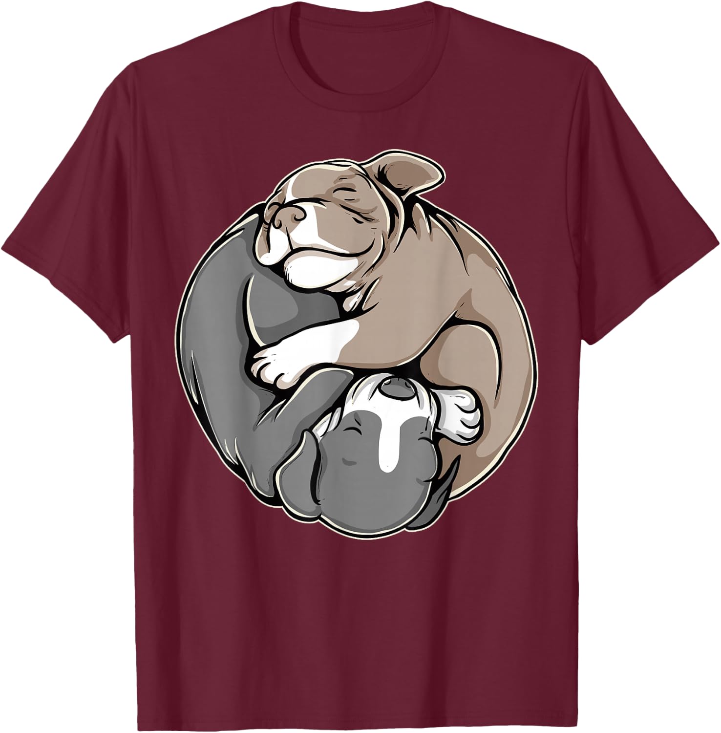 Pitbull Puppies Yin Yang For Pibble Mom T-Shirt - T-Shirt | Maroon