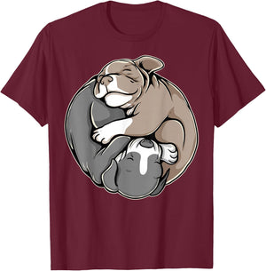 Pitbull Puppies Yin Yang For Pibble Mom T-Shirt - T-Shirt | Maroon