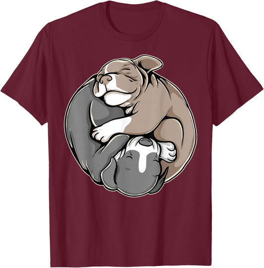 Pitbull Puppies Yin Yang For Pibble Mom T-Shirt - T-Shirt | Maroon