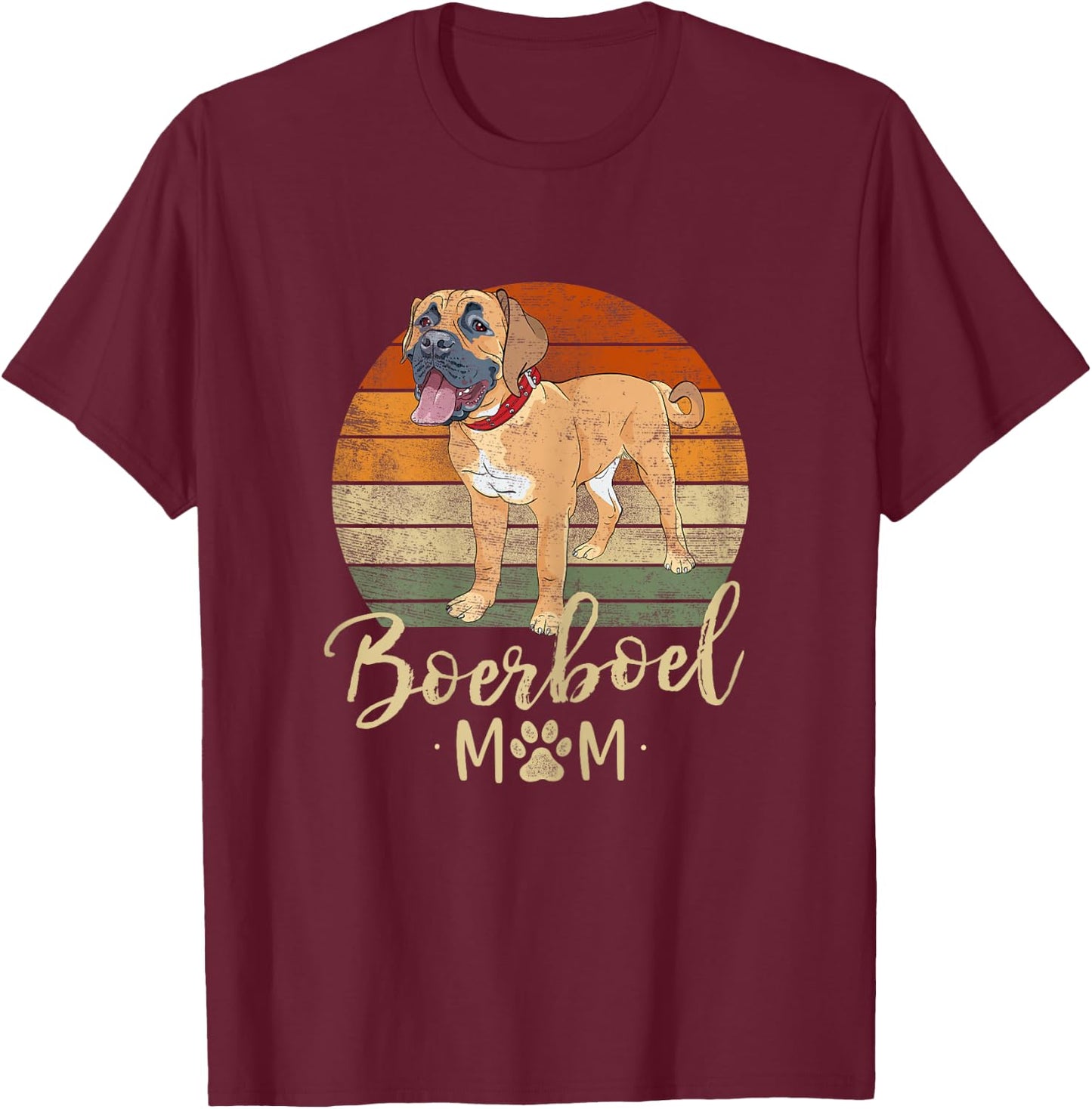 Boerboel Mom Retro Sunset Boerboel Lover Gifts Dog Mama T-Shirt - T-Shirt | Maroon