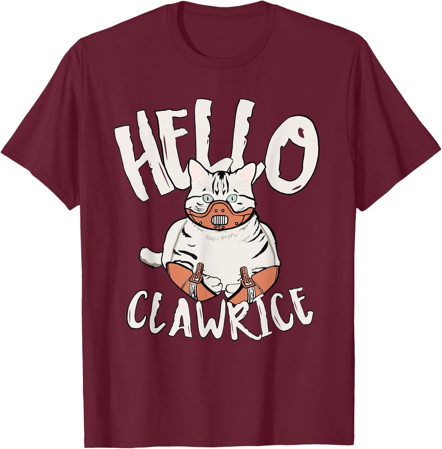 Cat Horror Theme Hello Clawrice Funny Horror Women T-Shirt - T-Shirt | Maroon