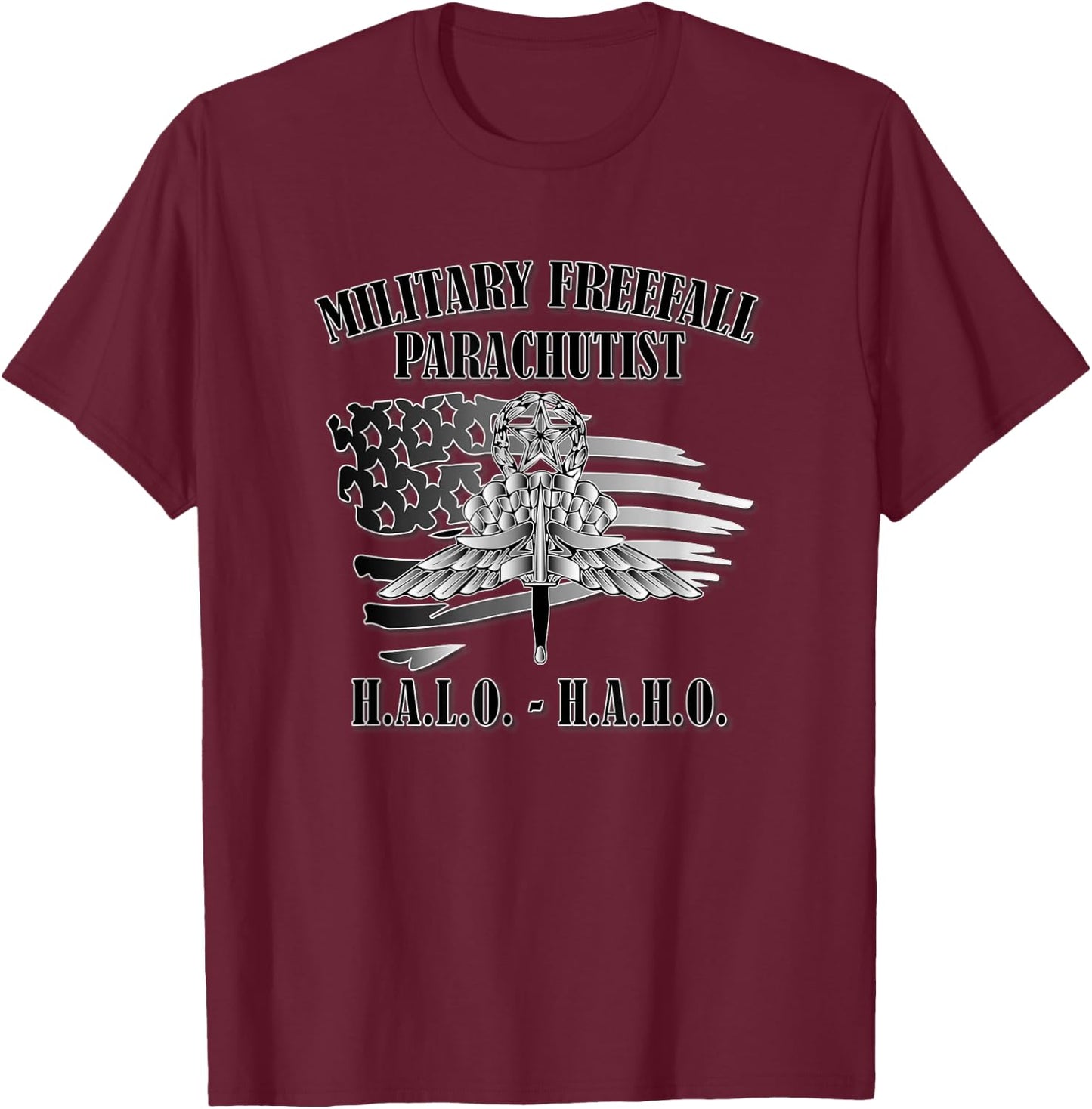 Military Freefall Parachutist (Front Design) T-Shirt - T-Shirt | Maroon