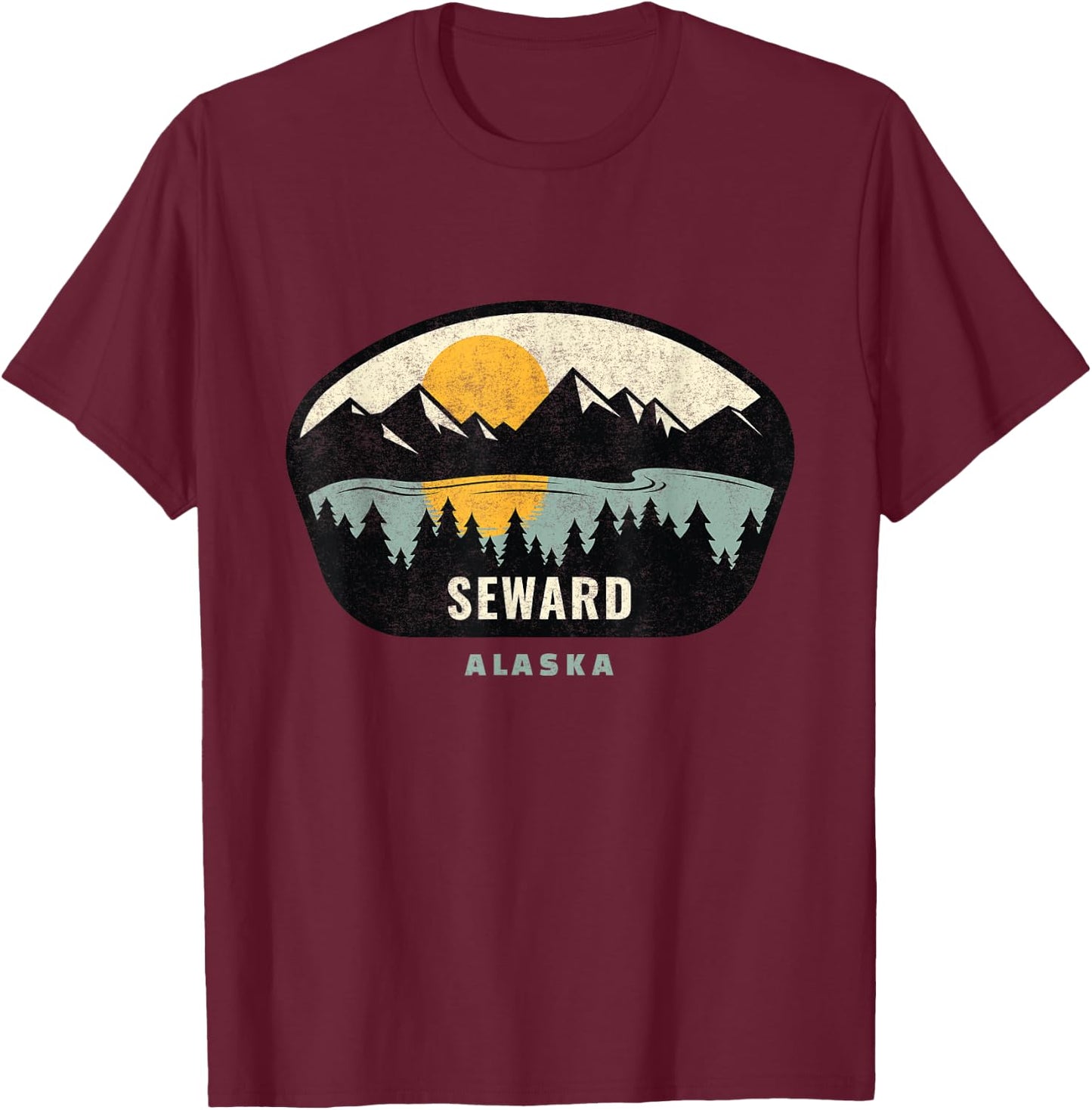 Seward Alaska Design, AK Vacation Souvenir T-Shirt - T-Shirt | Maroon