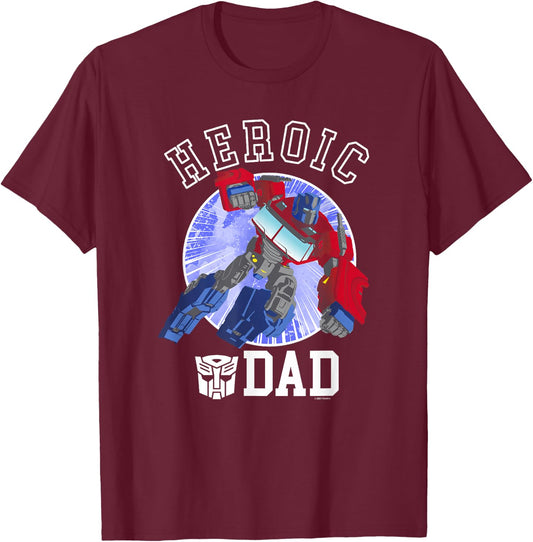 Transformers Father's Day Optimus Prime Heroic Dad Vintage T-Shirt - T-Shirt | Maroon