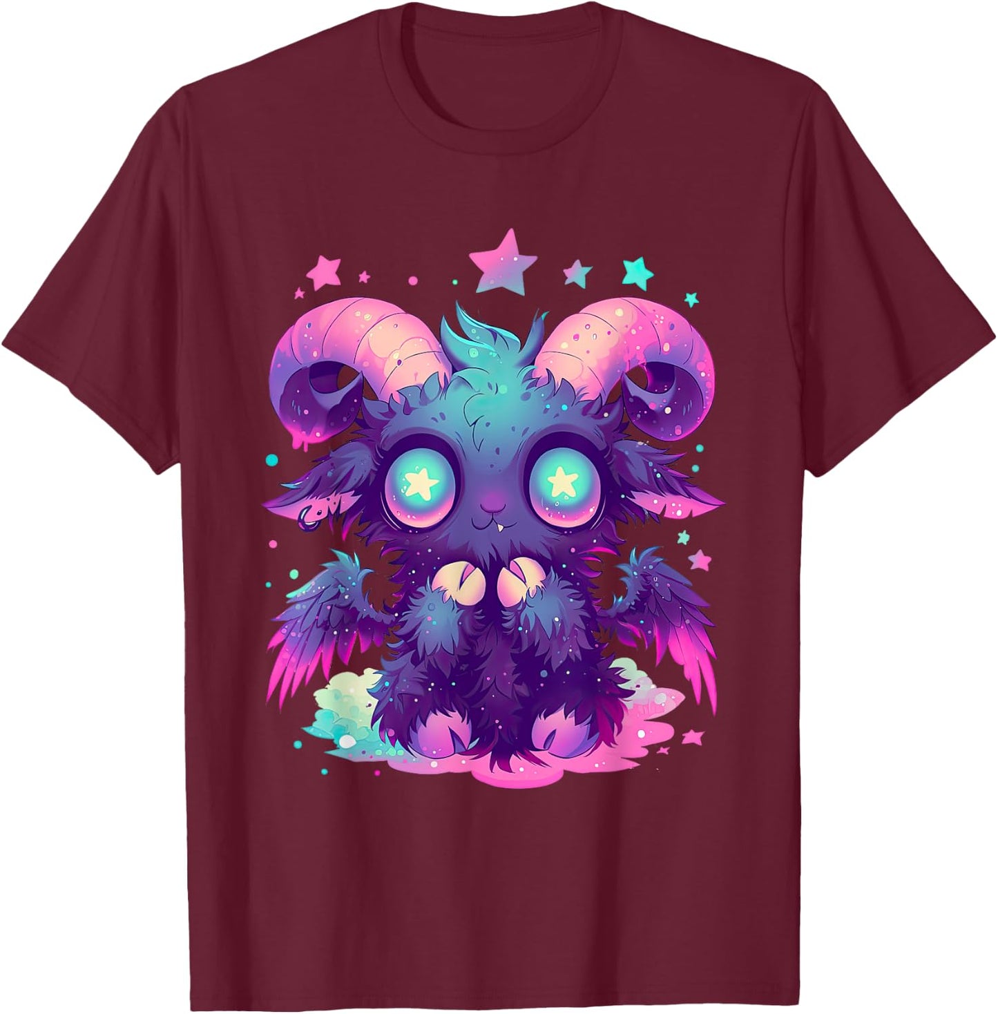 Kawaii Pastel Goth Creepy Cute Witchy Goat Baphomet T-Shirt - T-Shirt | Maroon
